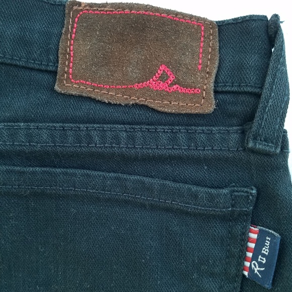 R U Blue Black Straight Leg Mid Rise Denim Jean - Picture 5 of 5